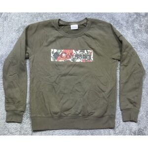 Columbia Floral Logo Sweatshirt Women's S Green‎ Outdoor Pullover Crew Neck